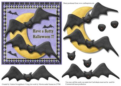 Have a Batty Halloween Square Card Front with Decoupage