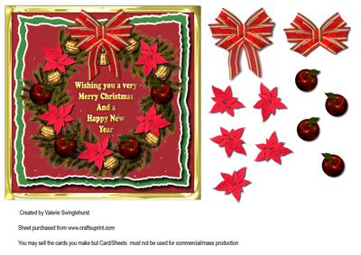Pointsettia Christmas Wreath Quick Card Front