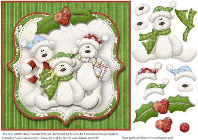 Beary Christmas Buddy's 8x8 Card Front with Decoupage