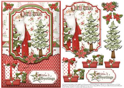 Season's Greetings Christmas Card Front with Decoupage