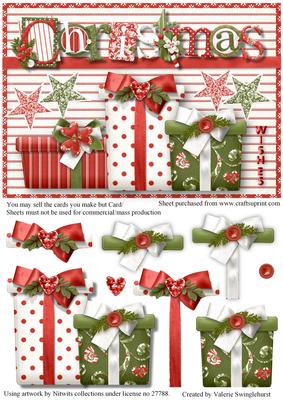 Christmas Presents Card Front with Decoupage