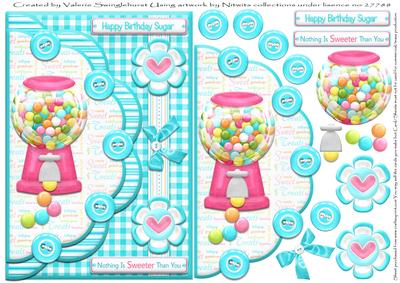 Happy Birthday Sugar Scallop Mock Envelope Card Front