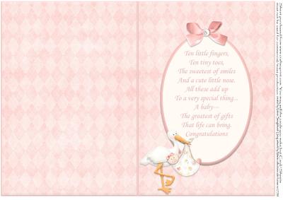 Insert for Welcome Little One Baby Girl Card Front