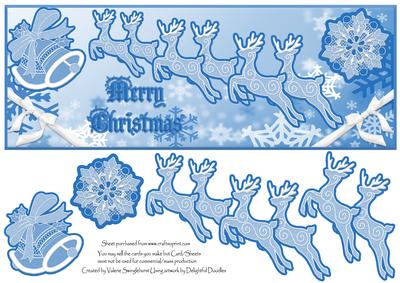 Lace Reindeer Lrg Dl Xmas Card Front Easy Cut Decoupage #1