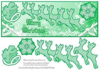 Lace Reindeer Lrg Dl Xmas Card Front Easy Cut Decoupage #2