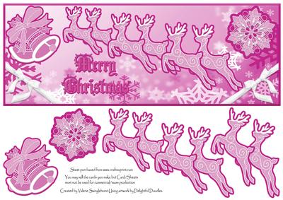 Lace Reindeer Lrg Dl Xmas Card Front Easy Cut Decoupage #3