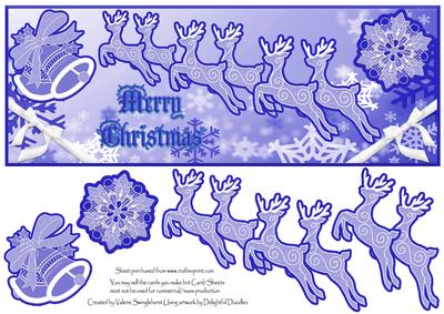 Lace Reindeer Lrg Dl Xmas Card Front Easy Cut Decoupage #4