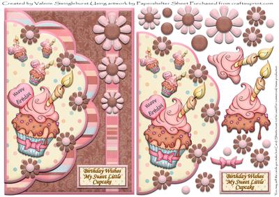 Birthday Wishes My Sweet Little Cupcake Mock Envelope