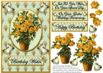 Vintage Golden Yellow Rose Bush in a Pot Various Sentiments