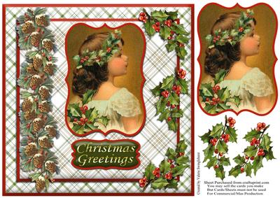 8x8 Vintage Girl Christmas Card Front No 2