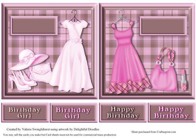 Dress Handbag Lipstick 2 on a Sheet Card Fronts/toppers