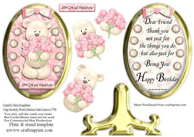 Friendship Bear Plate & Stand Card with Verse