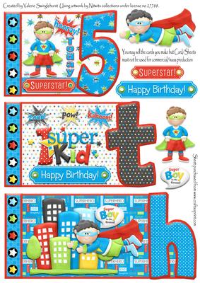 Superboy to the Rescue 5th Birthday Book Card Sheet