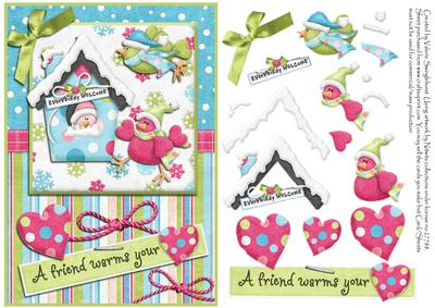 A Friend Warms Your "heart" Christmas Birdhouse Card Front