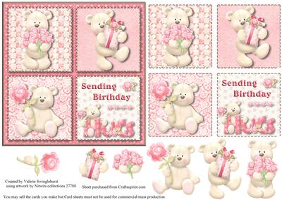 Sending Birthday Hugs Pink Square Card Front