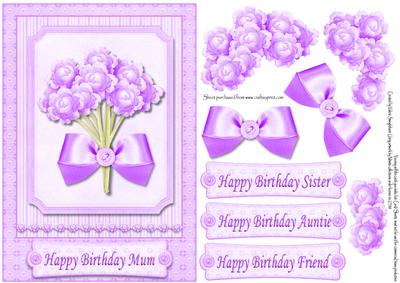 Purple Flowers Various Sentiments Mum Sister Auntie & Friend
