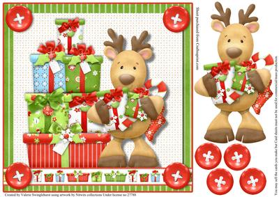 Reindeer Brings Gifts for You 8x8 Quick Card Front