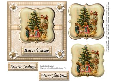 Vintage Santa and Children Round the Christmas Tree