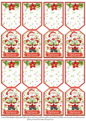 8 Santa Christmas Folding Gift Tags Believe in Santa