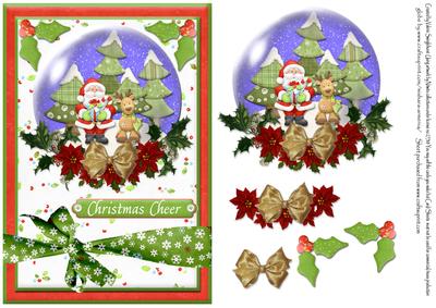 Christmas Cheer Snowglobe Santa and Reindeer