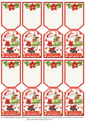 8 Santa with Gifts Christmas Folding Gift Tags Dear Santa