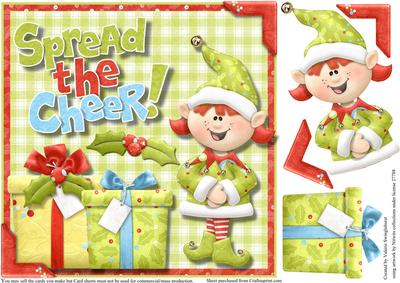 Santa's Little Helper Spreading the Cheer 8x8 Card Front