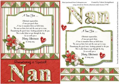 Remembering a Special Nan Christmas Card Front with Verse