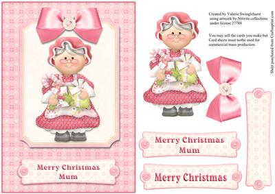 Mrs Santa with Presents Merry Christmas Mum Card Front