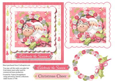 Button Wreath Framed Mr & Mrs Santa Celebrate the Season