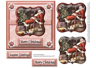 Sleeping Vintage Santa All Tired Out Christmas Card Front