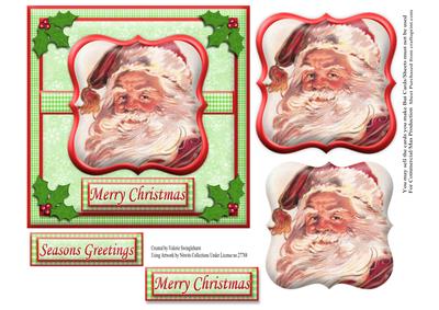 Vintage Framed Santa Christmas Card Front