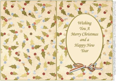 Holly Insert Wishing You a Merry Christmas & Happy New Year