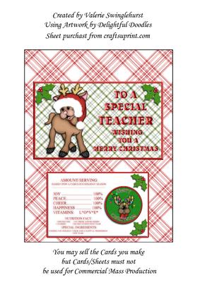 To a Special Teacher Merry Christmas Chocolate Bar Wrapper