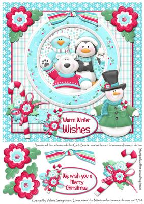 Snowman with Framed Friends 8x8 Christmas Card Front