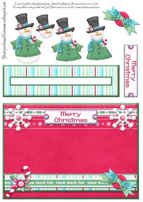 Merry Christmas Snowman Penny Slider Card Front