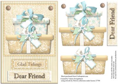 Glad Tidings Dear Friend Christmas Card Front with Presents