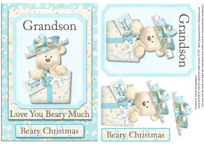 Grandson Love You Beary Much Christmas Card Front