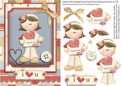 Please Be Mine Valentine Quick Card Front with Decoupage
