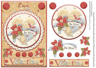 Love You Be Mine Valentine Hearts in Scallop Circle Frame