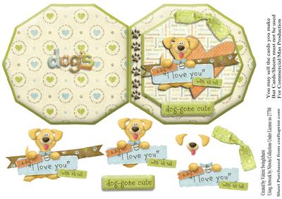 Dog Gone Cute Octogon Shaped Card + Decoupage