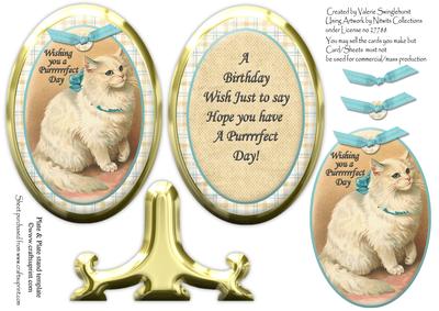 Wishing You a Purrrrrfect Day Vintage Fluffy Cat Plate Sheet