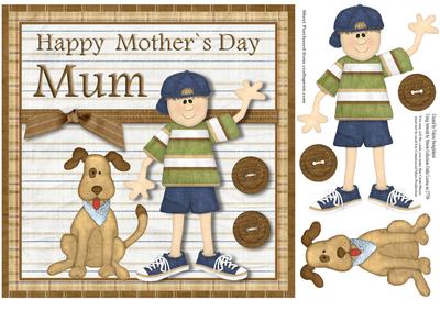 Happy Mothers Day Mum 8x8 Card Front "for a Boy to His Mum"
