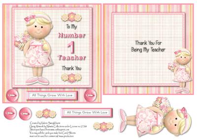 To My Number 1 Teacher Thank You Quick Card + Insert