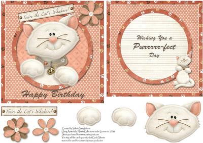 Wishing You a Purrrrr-fect Day Cats Whiskers Card and Insert