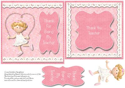 Thank You for Being My Teacher Pink Card + Insert
