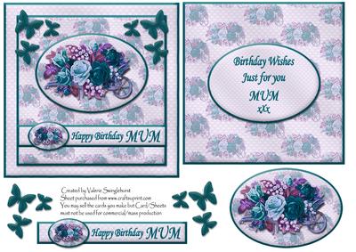 Floral Happy Birthday Mum Card Front with Insert Olive Green