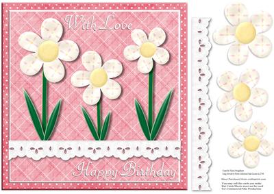 With Love Happy Birthday Flowers 8x8 Card Front