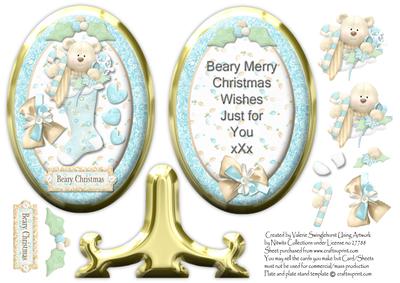 Beary Christmas Wishes Just for You Plate and Stand Card