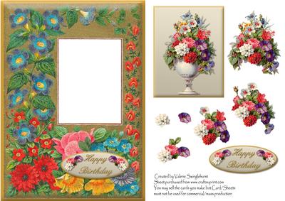 Vintage Floral Aperture Card Front with Decoupage