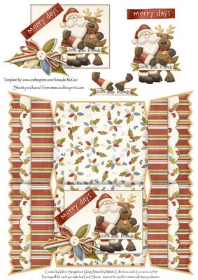 Merry Days Dear Friends Christmas Cracker Shaped Card